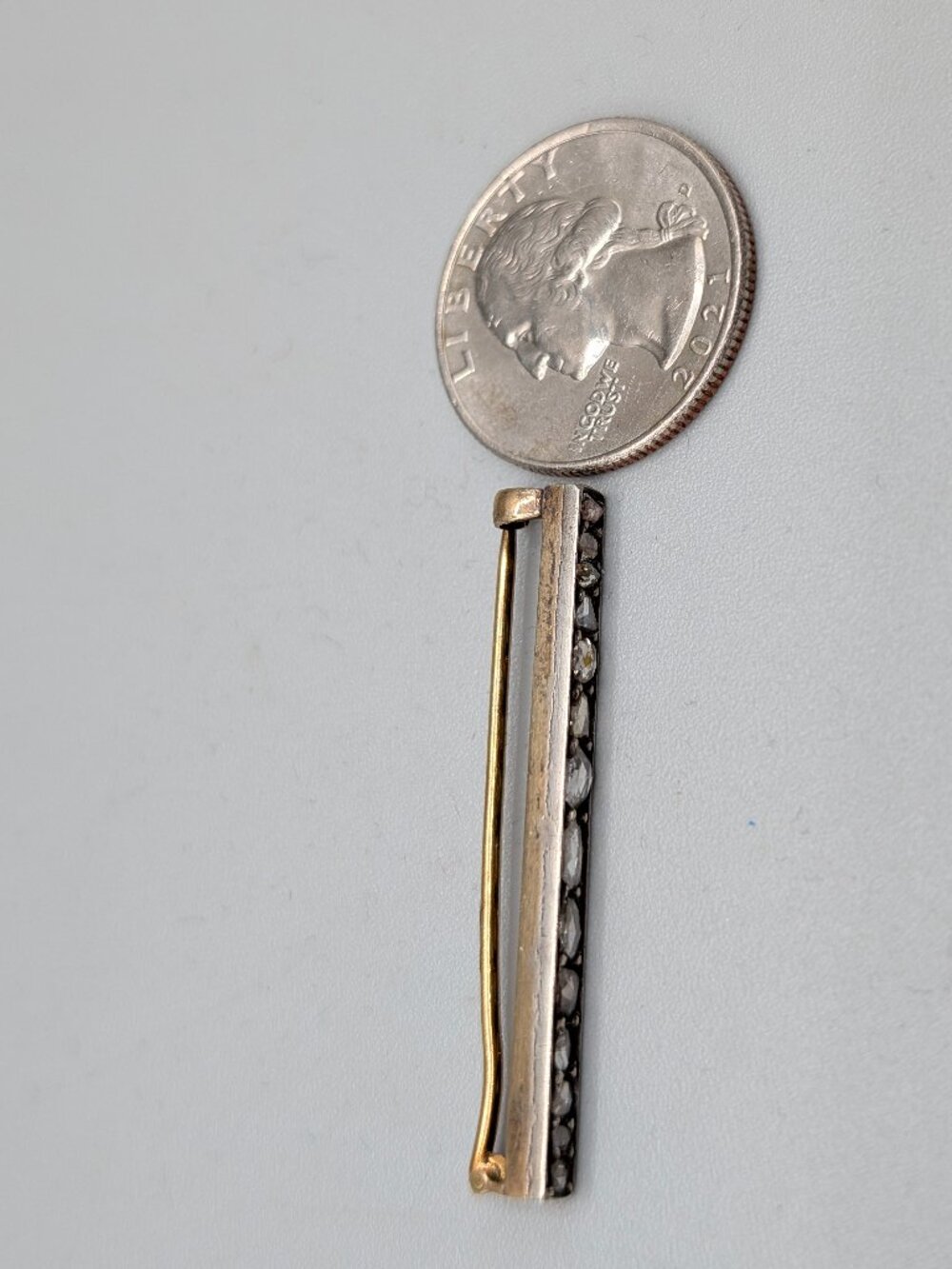Vintage Sterling Silver,22K Gold,Diamond Chip Brooch - Picture 16 of 16